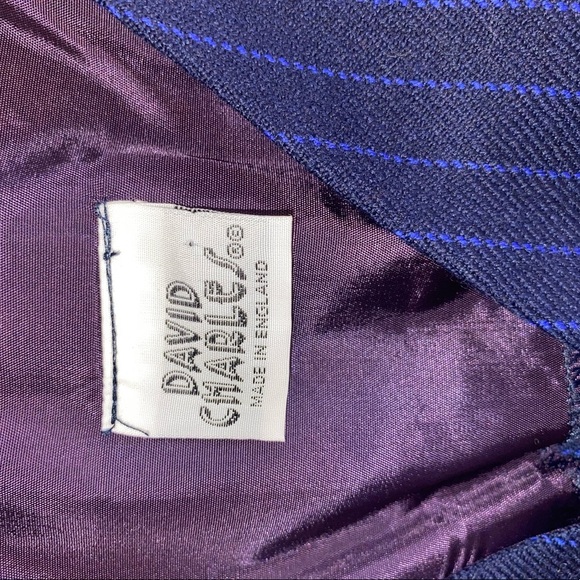 Elegant Navy Pinstripe Kids Dress - Picture 3 of 4